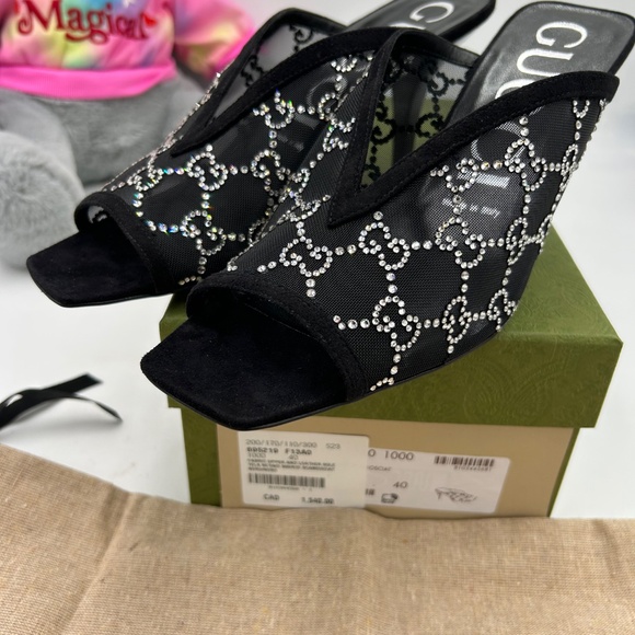 Women’s crystal embellished GG slides size 40 made in Italy - Picture 10 of 10